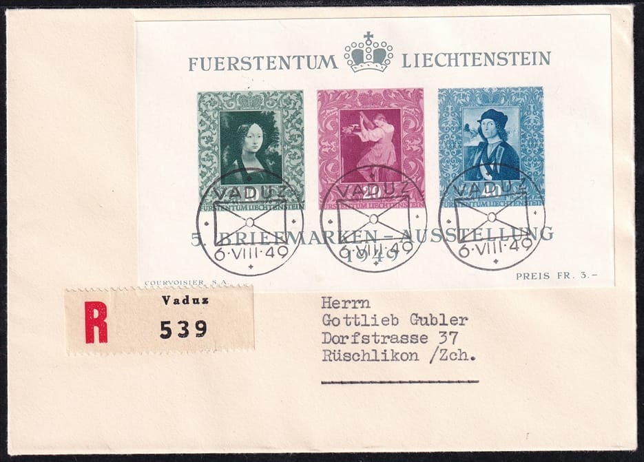 Liechtenstein, Freimarken, FDC, Nr.Bl.5