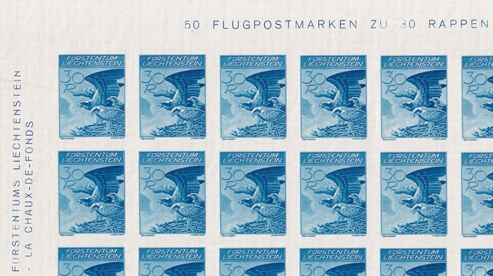 Liechtenstein Flugpost 1934 Mi. Nr. 146 yU im kompletten 50er Bogen ungezähnt postfrisch ** – Bild 2