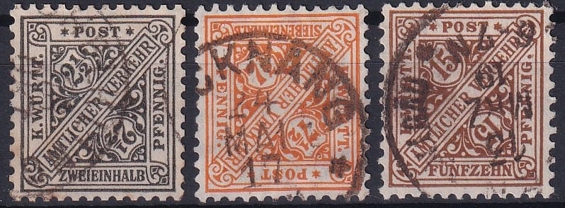 Deutschland, Altdeutschland, Württemberg, Dienstmarken, Nr.237-239