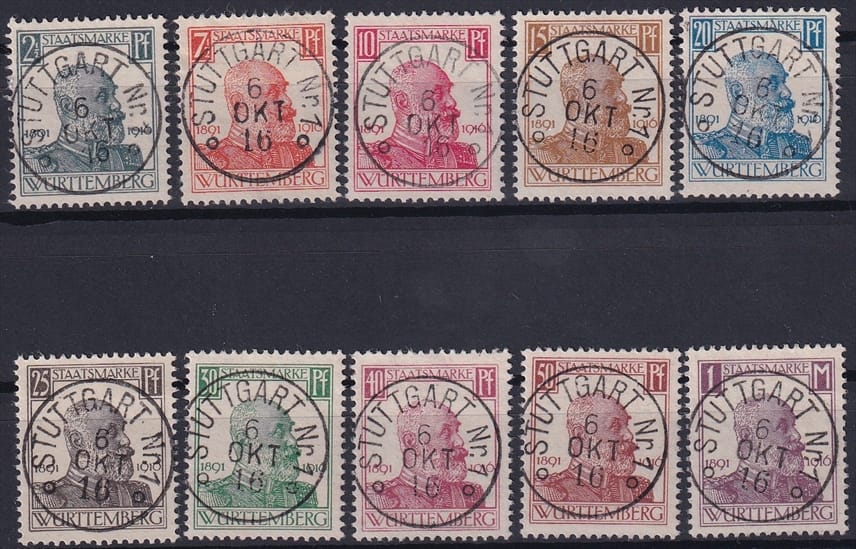 Deutschland, Altdeutschland, Württemberg, Dienstmarken, Nr.241-250