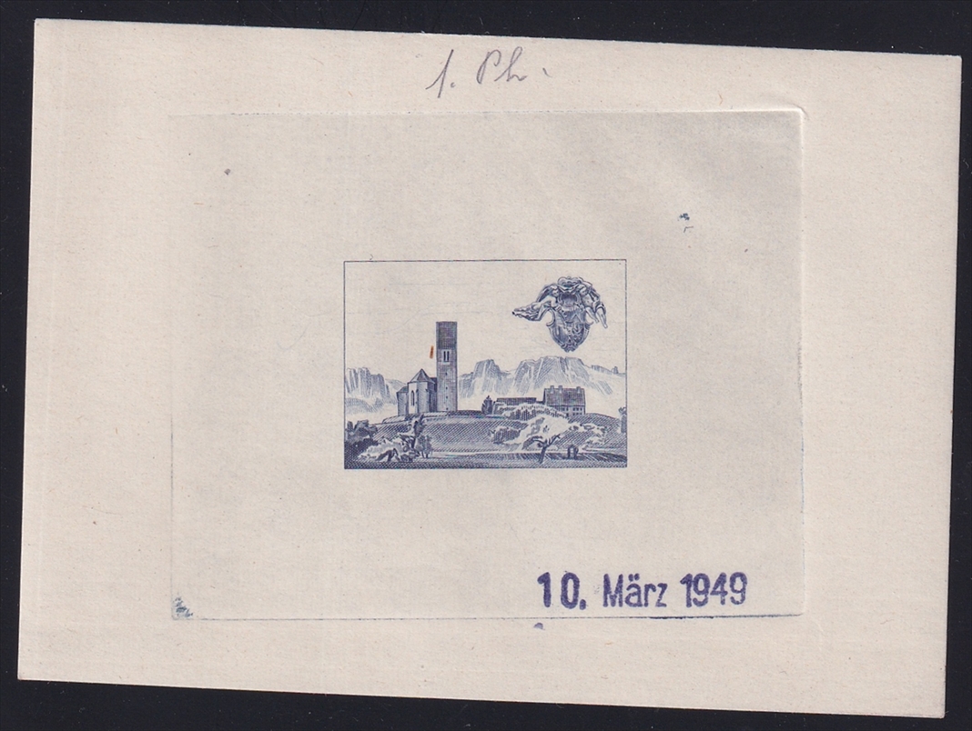 Liechtenstein 1949 Mi. Nr. 282 ungezähnter Werdegang in 4 Phasen als Einzelabzüge in verausgabter Farbe – Bild 2