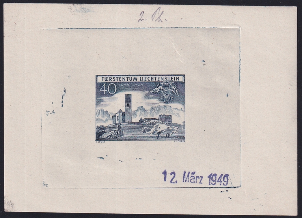 Liechtenstein 1949 Mi. Nr. 282 ungezähnter Werdegang in 4 Phasen als Einzelabzüge in verausgabter Farbe – Bild 4