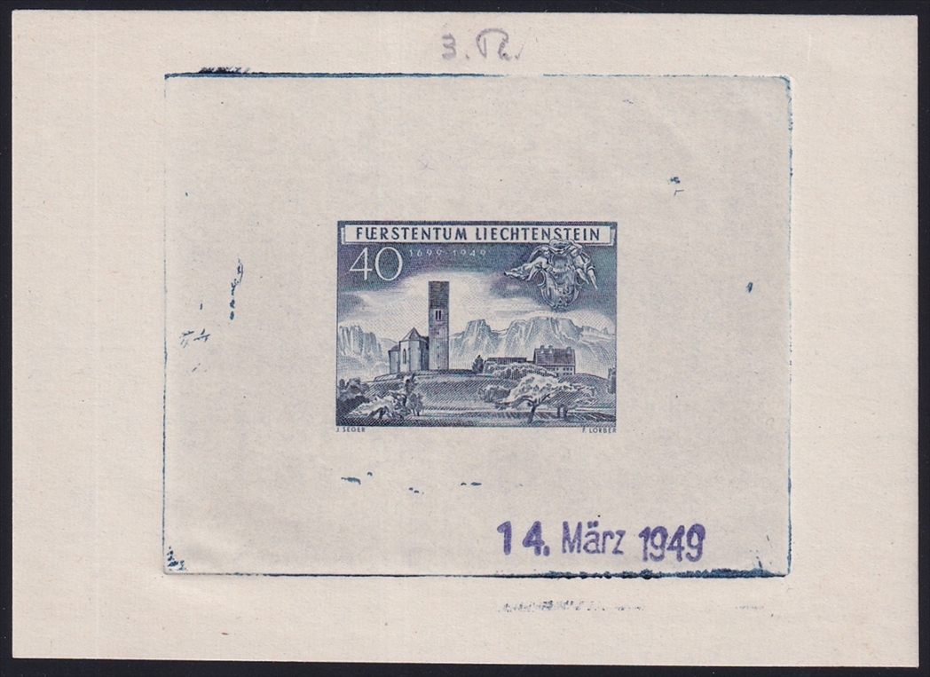Liechtenstein 1949 Mi. Nr. 282 ungezähnter Werdegang in 4 Phasen als Einzelabzüge in verausgabter Farbe – Bild 6