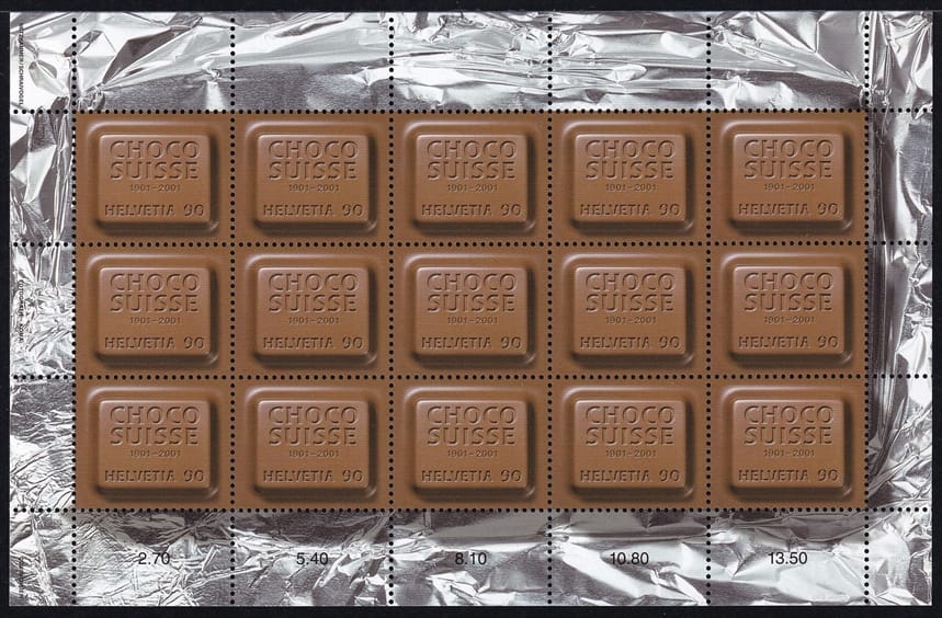 Schweiz 2001 SBK Nr. 1024 "100 Jahre CHOCO SUISSE" Kleinbogen postfrisch