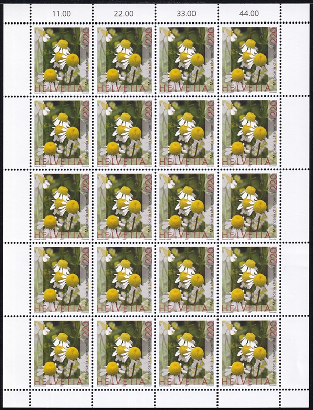 Schweiz 2003 SBK Nr. 1079 "Heilpflanzen - Kamille" 20er Bogen CHF 2.20er postfrisch zum Frankieren