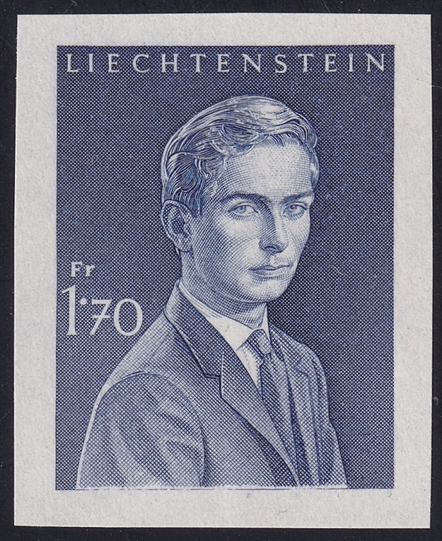 Liechtenstein 1963 Mi. Nr. 439 ungezähnt postfrisch - nicht verausgabte Farbe dunkelgraublau
