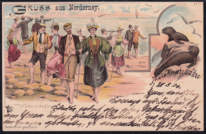 Deutschland, Ansichtskarten, Lithokarte von Norderney