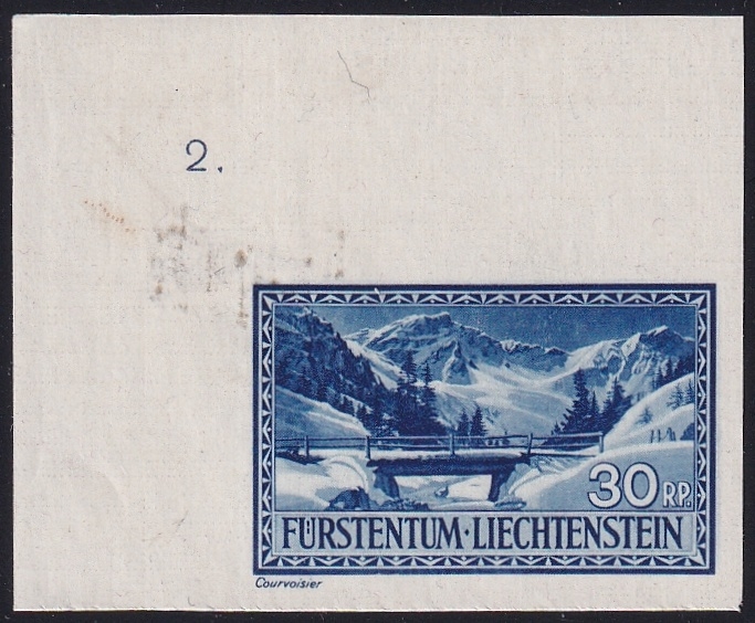 Liechtenstein 1934 Mi. Nr. 132 U ungezähnt postfrisch ** Bogenecke oben links