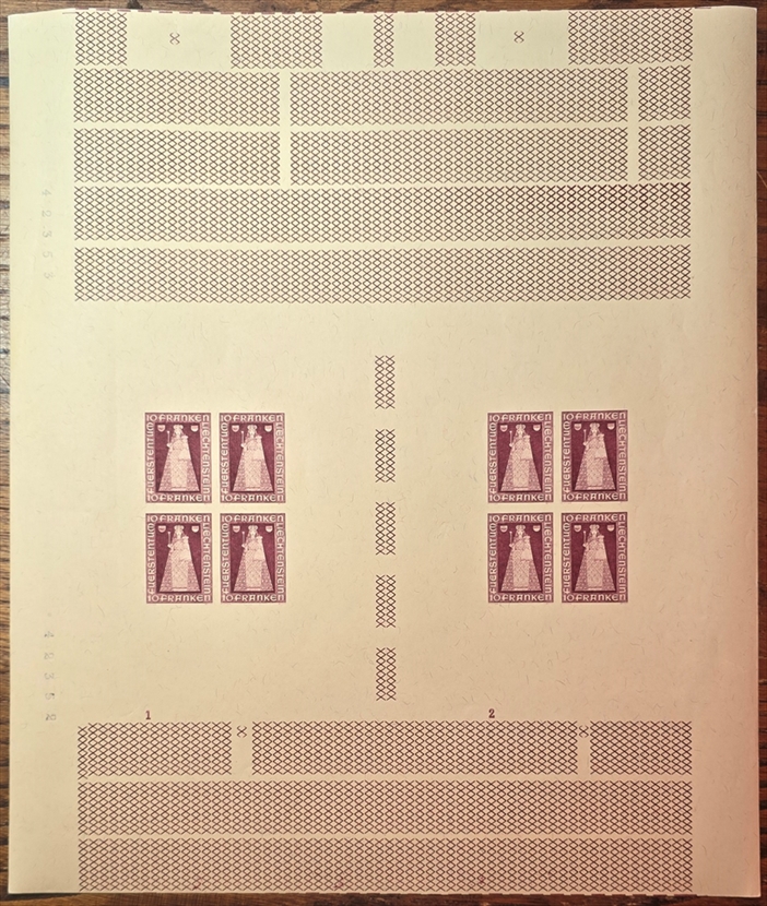 Liechtenstein 1941 Mi. Nr. 197 U "Madonna von Dux" Doppelbogen Nr. 1 und 2 ohne Randinschrift - ungezähnt postfrisch **