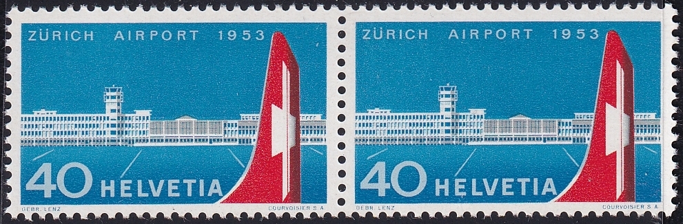 Schweiz, Freimarken, Nr.313, Flughafen Zürich, waagrechtes Paar