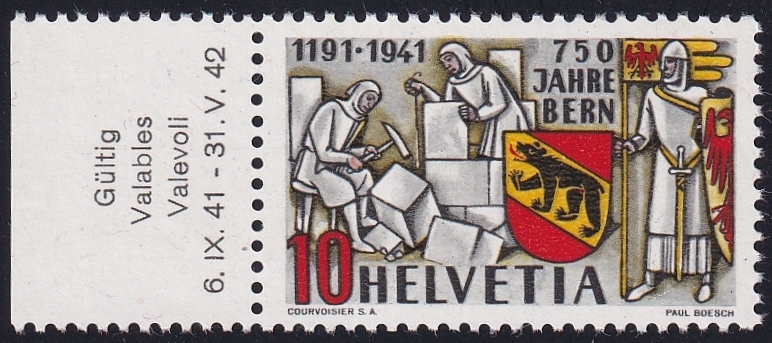 Schweiz 1941 SBK Nr. 253 Rf. 4.01a postfrisch ** mit Bogenrand