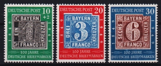 BRD 1949 Serie Mi. Nr. 113 bis 115 "100 Jahre deutsche Briefmarken" postfrisch **