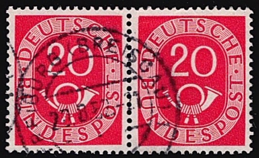 BRD 1951 Mi. Nr. 130 "Posthorn" waagerechtes Paar gestempelt