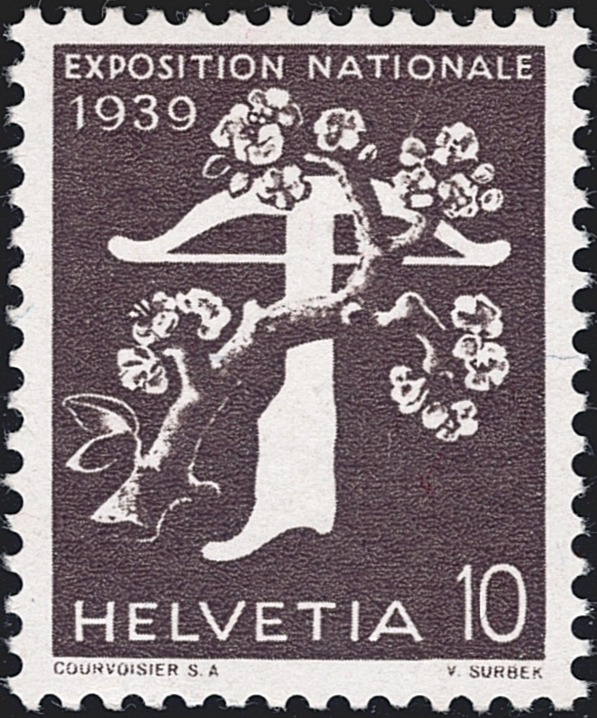 Schweiz, Freimarken, Landesausstellung Zürich 1939, Nr.233yRM, 10Rp. braungrau, Rollenmarke mit Nr. O 6720