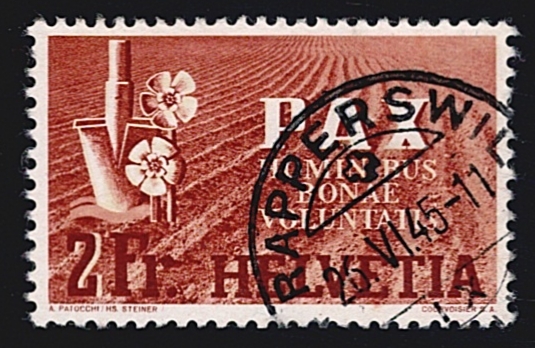 Schweiz, Freimarken, PAX, Nr.271, 2Fr., sauber gestempelt RAPPERSWIL