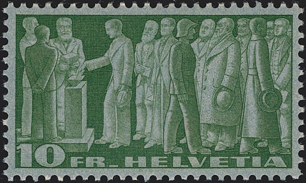 Schweiz, Freimarken, Symbolische Darstellungen, 1938, Nr.218v, 10Fr.. lichtempfindliches Papier