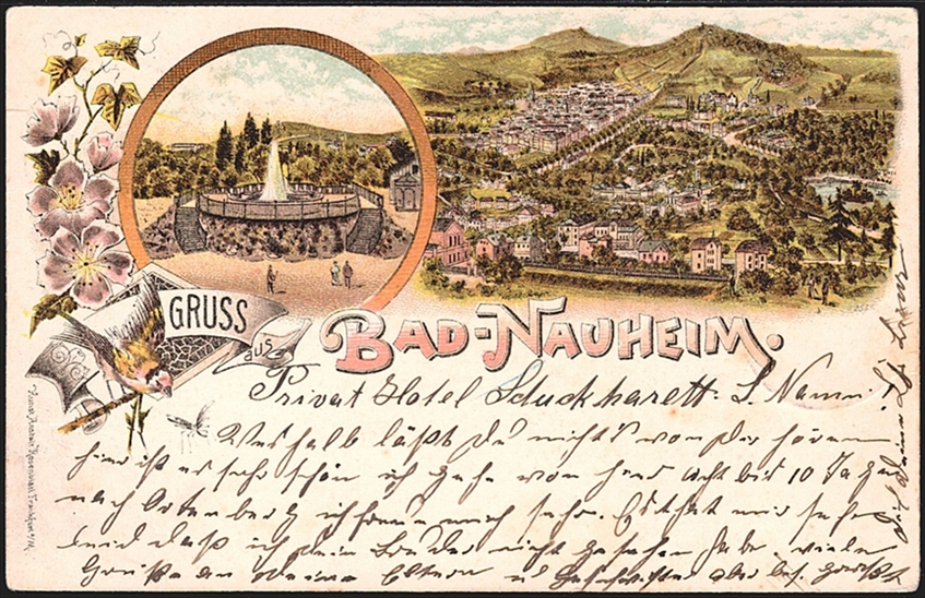 Deutschland, Lithographien, Gruss aus BAD NAUHEIM. 4 Bilder, 1898