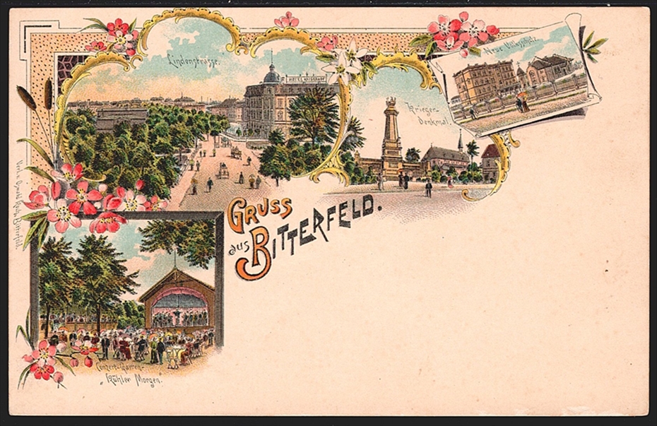 Deutschland, Lithographien, Gruss aus BITTERFELD, ca.1900, nicht gelaufen