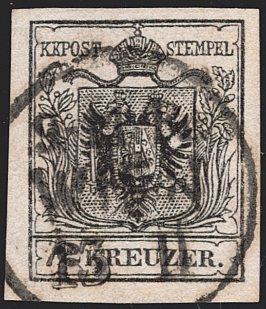 Österreich 1850 2 Kreuzer FB Nr. 2 "schwarz" MP Type IIIb mit grösserer Druckauslassung gestempelt WIEN