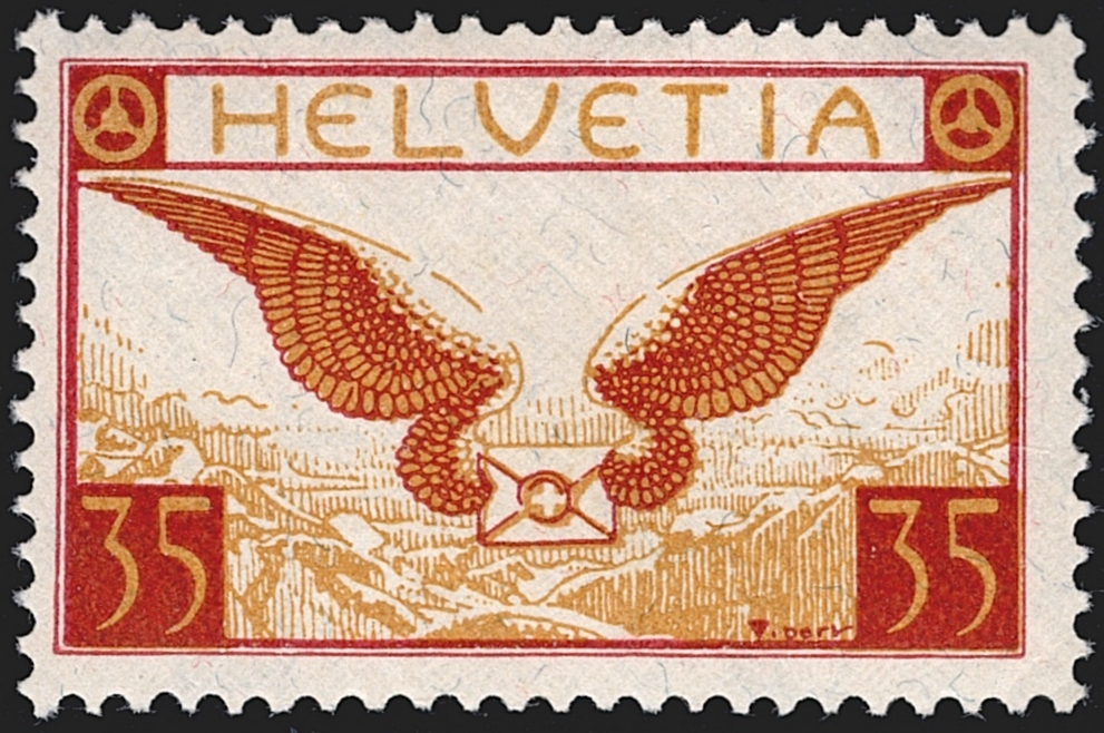 Schweiz, Flugpost, Nr.14, 35Rp.rotbraun