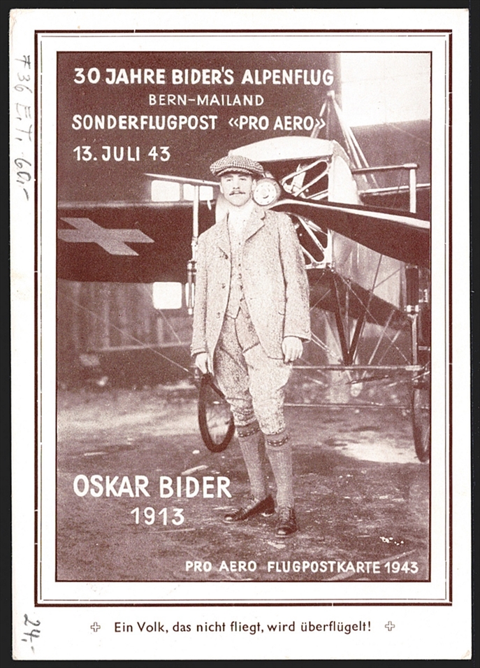 Schweiz, Flugpost, Sonderflüge, 1943, Pro Aero, Zürich-Bern, SF43.1b/d, offizielle Karte deutsch – Bild 2