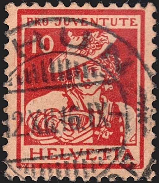 Schweiz, Pro Juventute, Nr.6, 10Rp. Waadtländerin, sauber gestempelt THUN