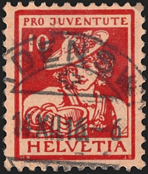 Schweiz, Pro Juventute, Nr.6, 10Rp. Waadtländerin, sauber gestempelt WÄDENSWIL