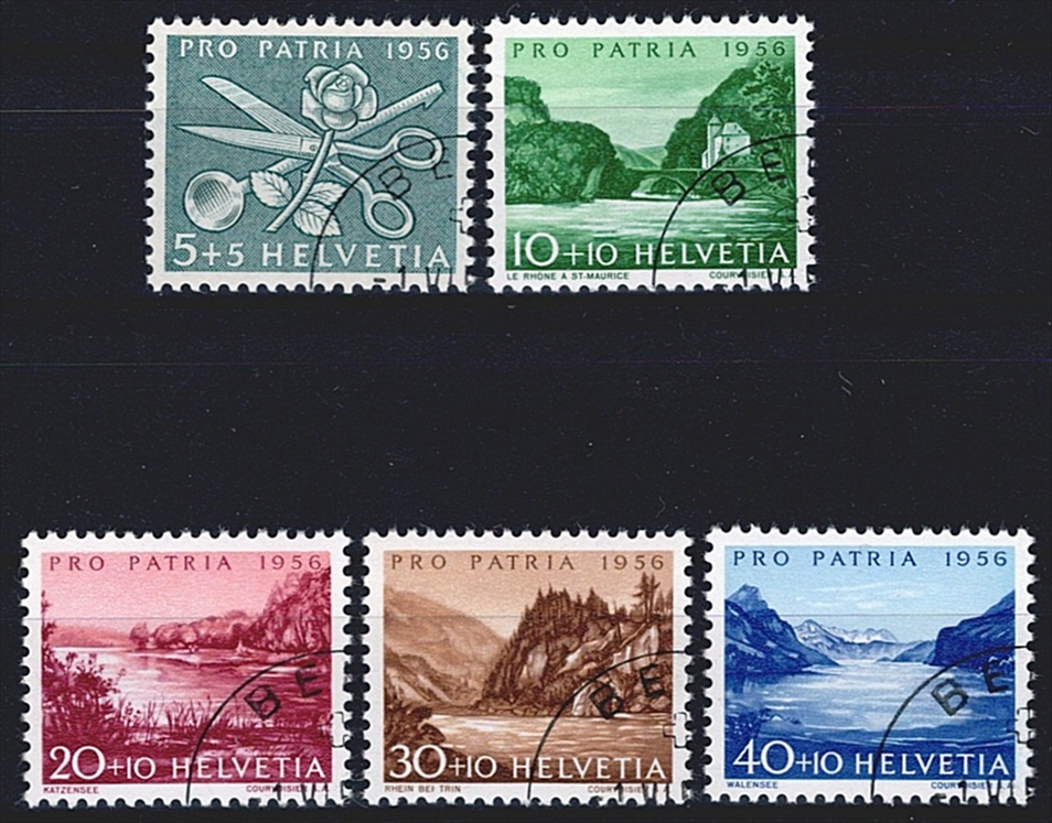 Schweiz Pro Patria 1956, Landschaften, Nr.76-80, komplette Serie ET-Eckstempel