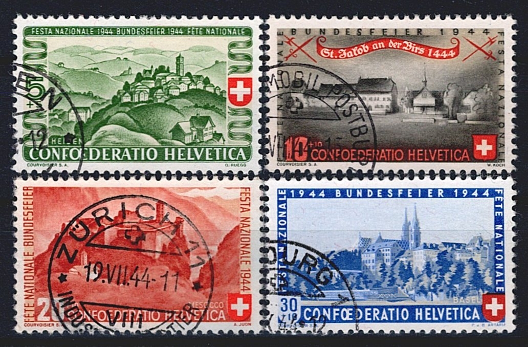 Schweiz, Pro Patria, Landschaftsbilder, Nr.22-25, komplette Serie, sauber gestempelt