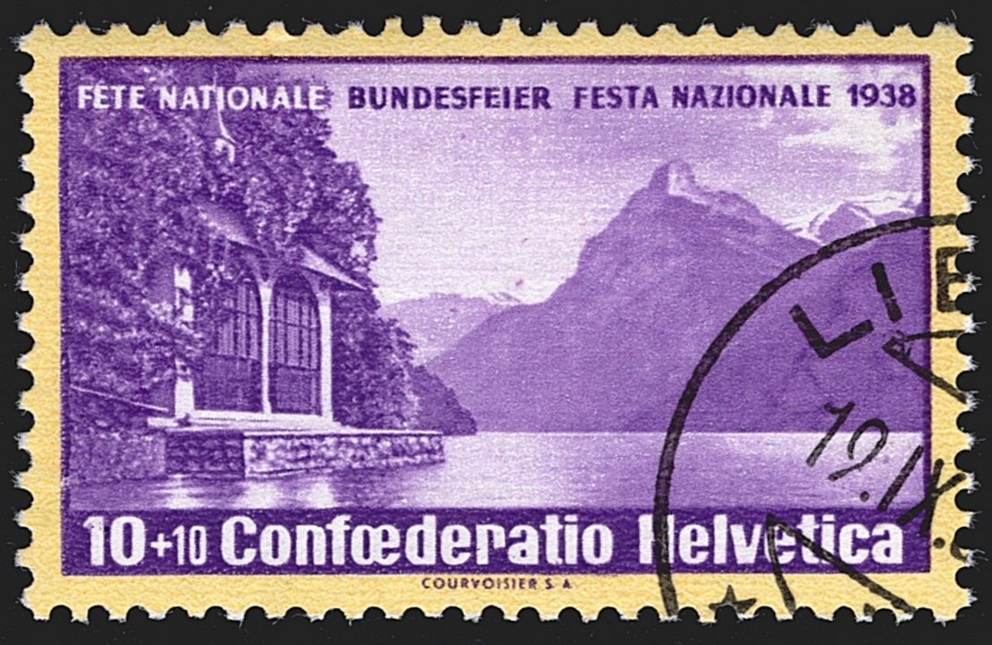 Schweiz, Pro Patria, Tellsapelle, Nr.1z, geriffeltes Papier, sauber gestempelt