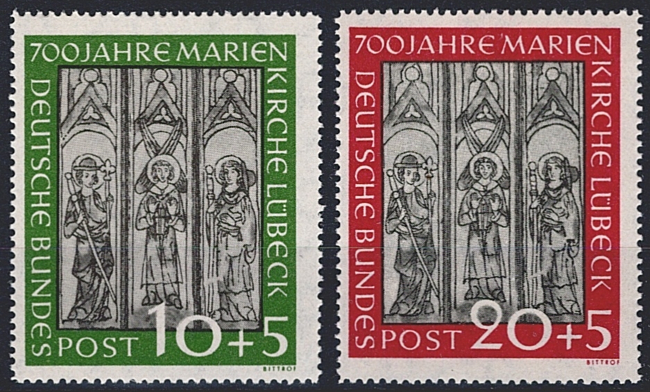 BRD 1951 Serie Mi. Nr. 139 bis 140 "700 Jahre Marienkirche Lübeck" postfrisch **