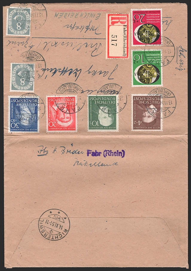 BRD 1951 Serien Mi. Nr. 141 bis 142 und 143 bis 146 auf Brief – Bild 3