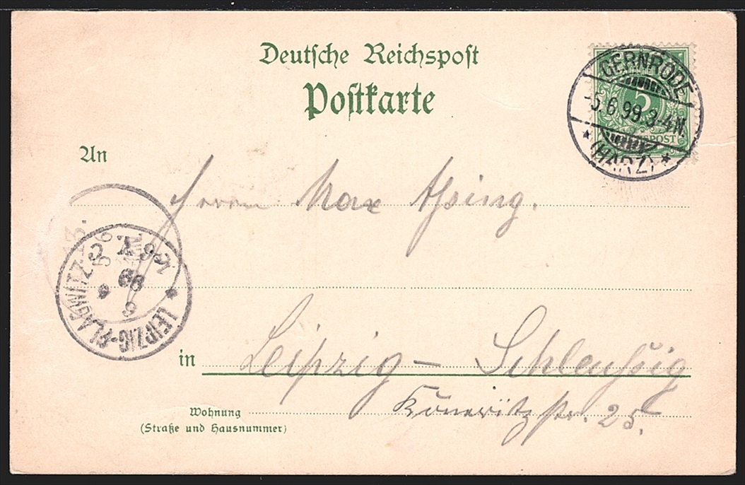 Deutschland, Lithographien, Gruss a/d HARZ von der VICTORSHÖHE, 3 Bilder, 1899 – Bild 2