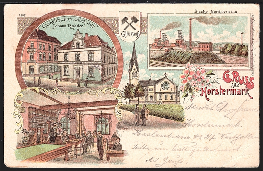 Deutschland, Lithographien, Gruss aus HOSTERMARK, 4 Bilder, 1904, minim bügig