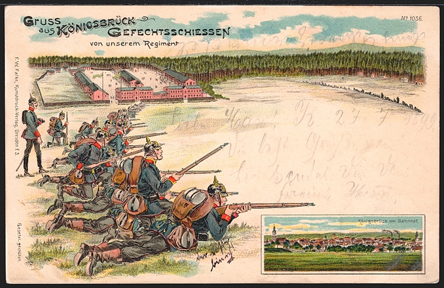Deutschland, Lithographien, Gruss aus KÖNIGSBRÜCK, 3 Bilder, 1899