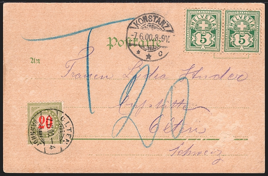 Deutschland, Lithographien, Gruss aus KONSTANZ, 3 Bilder, 1900, mit Nachporto Schweiz – Bild 2
