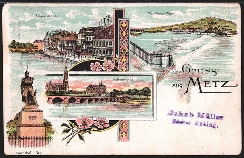 Deutschland, Lithographien, Gruss aus METZ, 4 Bilder, 1905