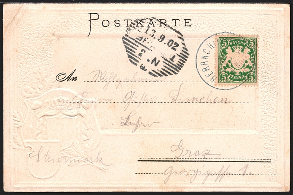 Deutschland, Lithographien, Gruss vom Kgl.Schloss HERRENCHIEMSEE, 1 Bild, Prägedruck, 1902 – Bild 2
