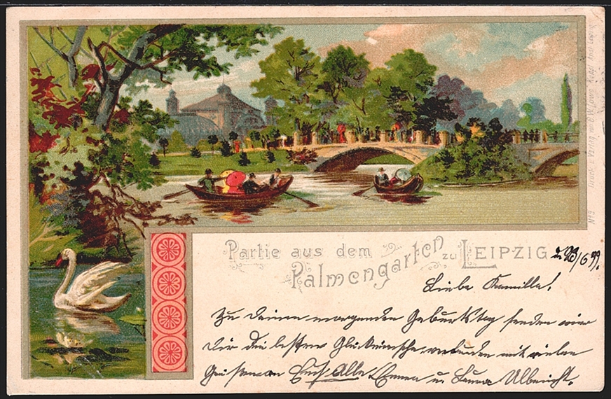 Deutschland, Lithographien, Partie aus dem PALMENGARTEN zu LEIPZIG, 1 Bild, 1899