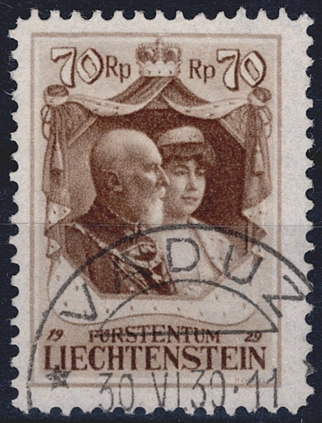 Liechtenstein, Freimarken, Fürst Franz I, Halbmondstempel VADUZ