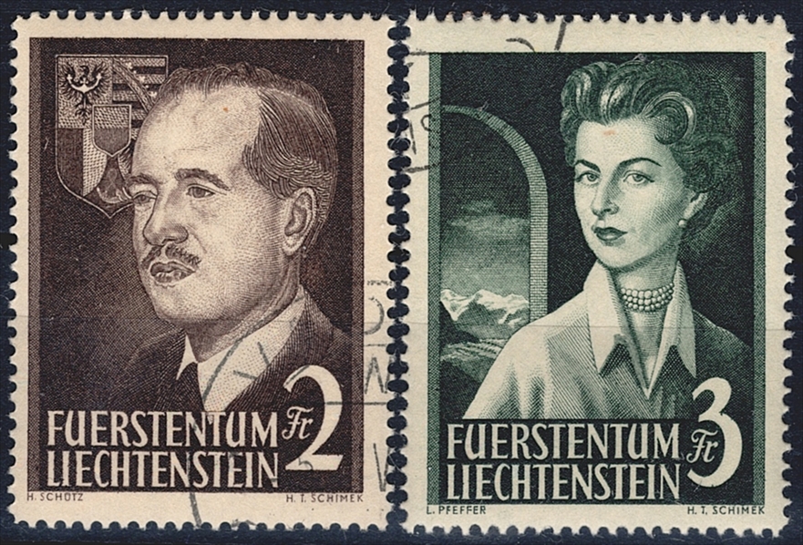 Liechtenstein, Freimarken, Fürstenpaar, Eckstempel