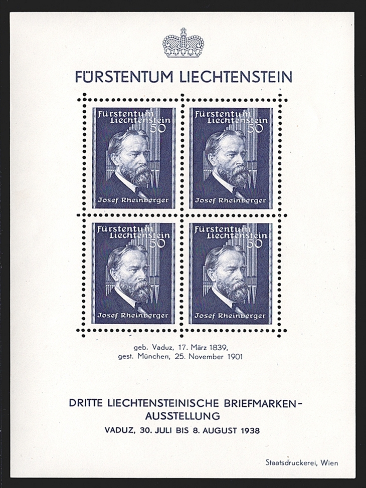 Liechtenstein, Freimarken, Nr.141, Rheinberger-Block