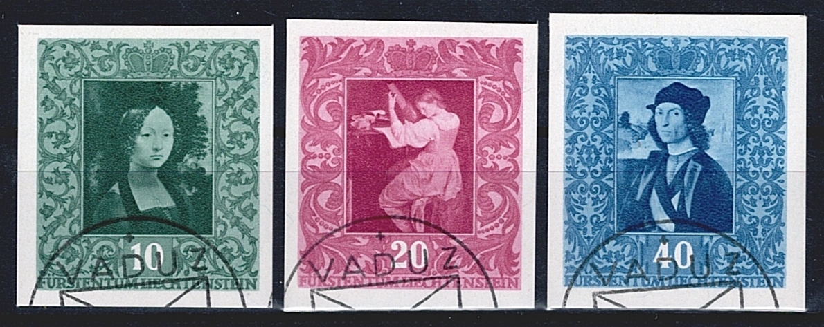 Liechtenstein, Freimarken, Nr.W20-22, Einzelwerte aus Gemäldeblock, komplette Serie, Sonderstempel VADUZ