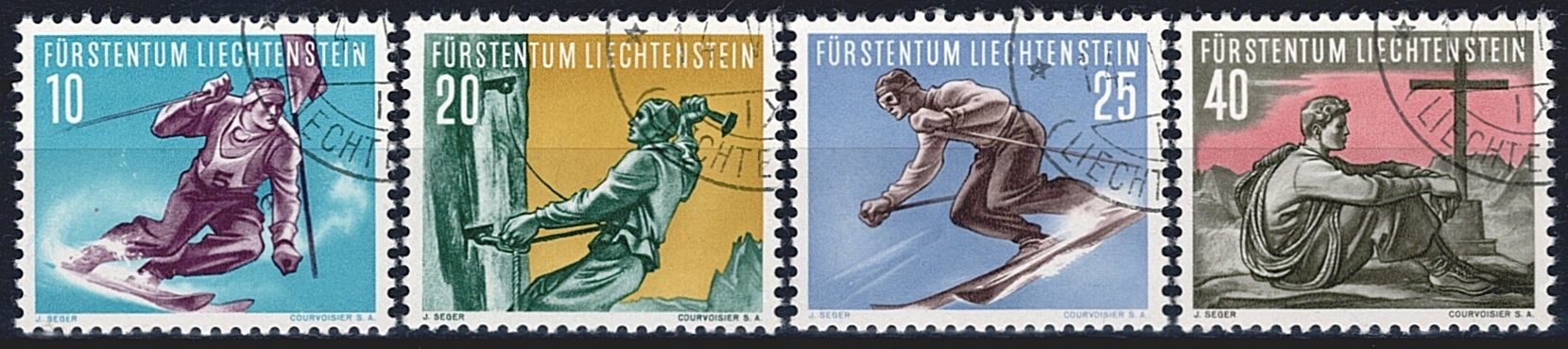 Liechtenstein, Freimarken, Sport II, Eckstempel