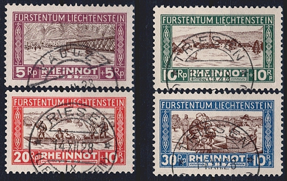Liechtenstein, Zuschlagsausgaben, Rheinnot, komplette Serie, TRIESEN