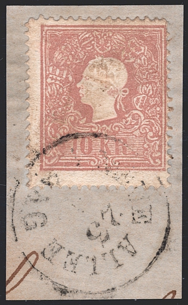 Österreich 1858/59 - 10 Kreuzer ANK Nr. 14 II gestempelt PRAG NEUE ALLEE