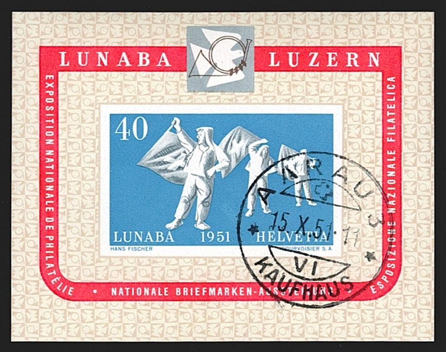 Schweiz, Blocks, Zuschlagsausgaben, LUNABA-Block, gestempelt AARAU