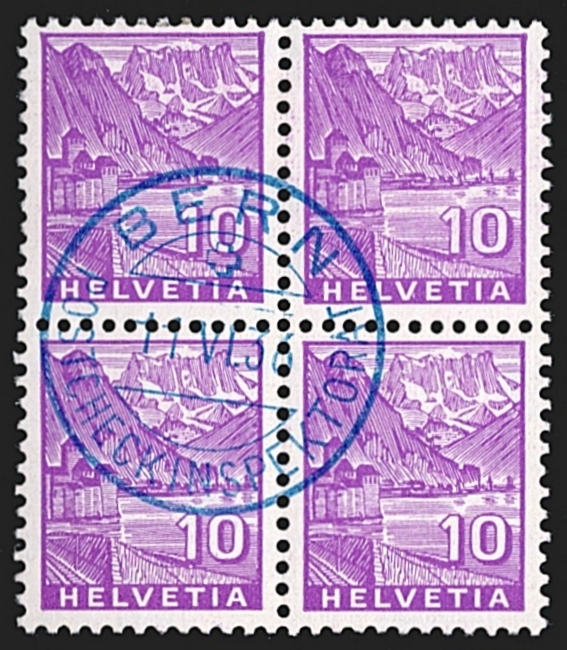 Schweiz, Freimarken, Nr.196, Landschaftsbilder, blauer Stempel BERN POSTCHECKINSPEKTORAT