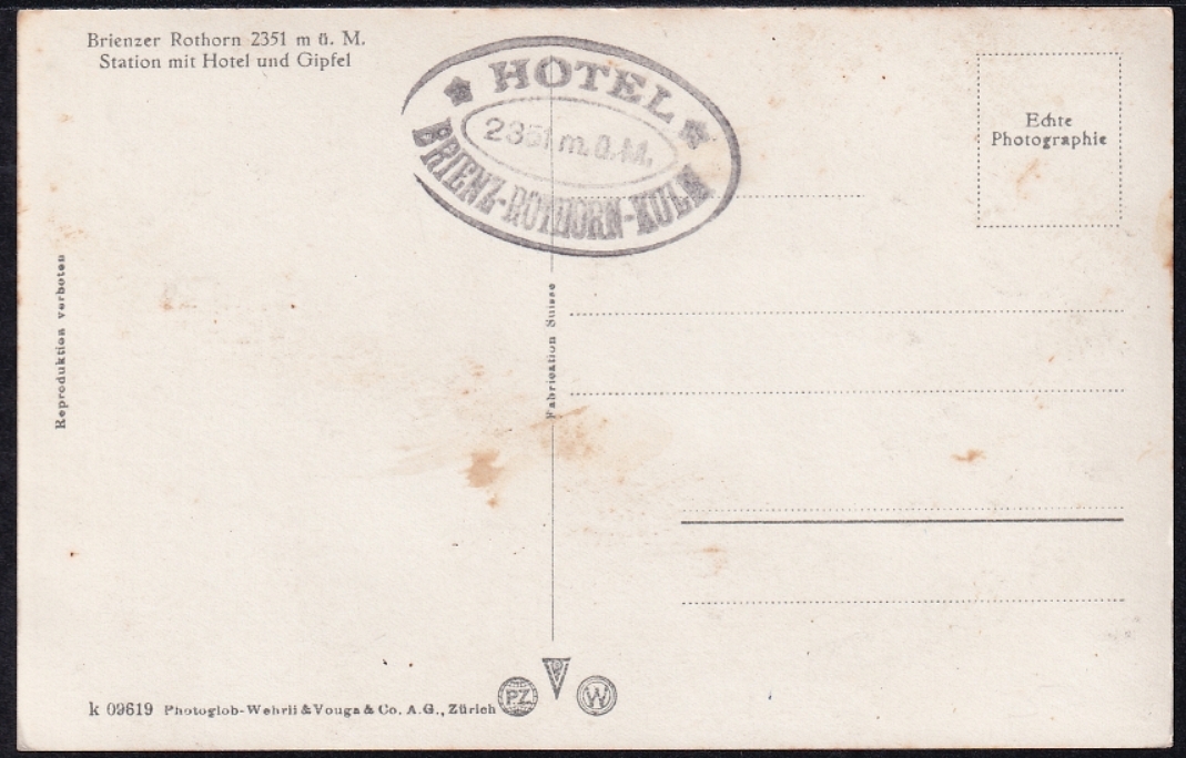 Ansichtskarten ca. 1920, Foto-AK, 1 Bild, Brienzer-Rothorn Bahn – Bild 2