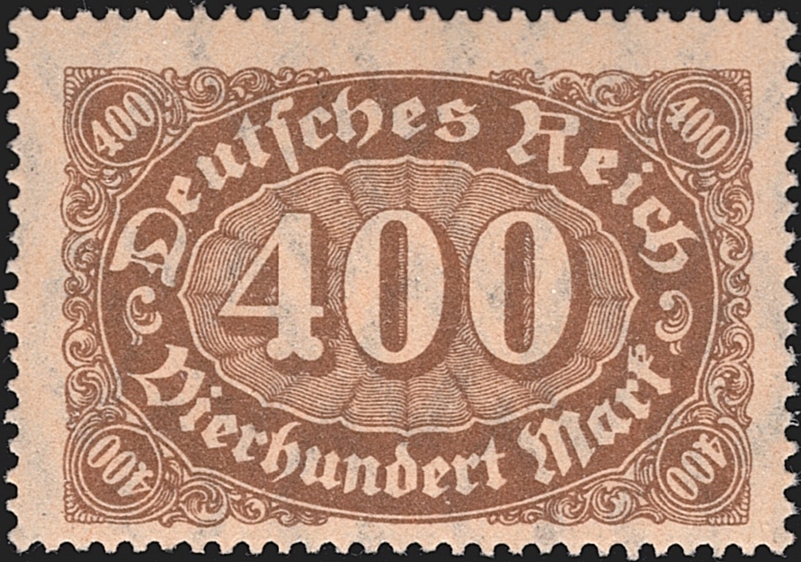 Deutschland, Deutsches Reich, Freimarken, Nr.222b, 400 Mark, orangebraun, signiert